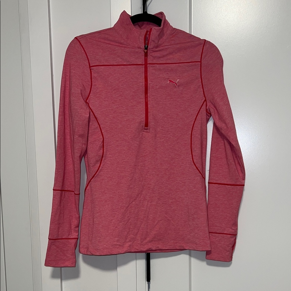 Puma Women's Red Quarter-Zip Sweatshirt